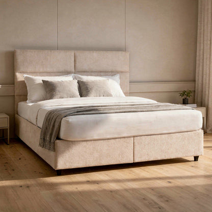 Double Bed With Storage Space Milo Hm622.32 Beige Fabric--for Mattress 160x200cm