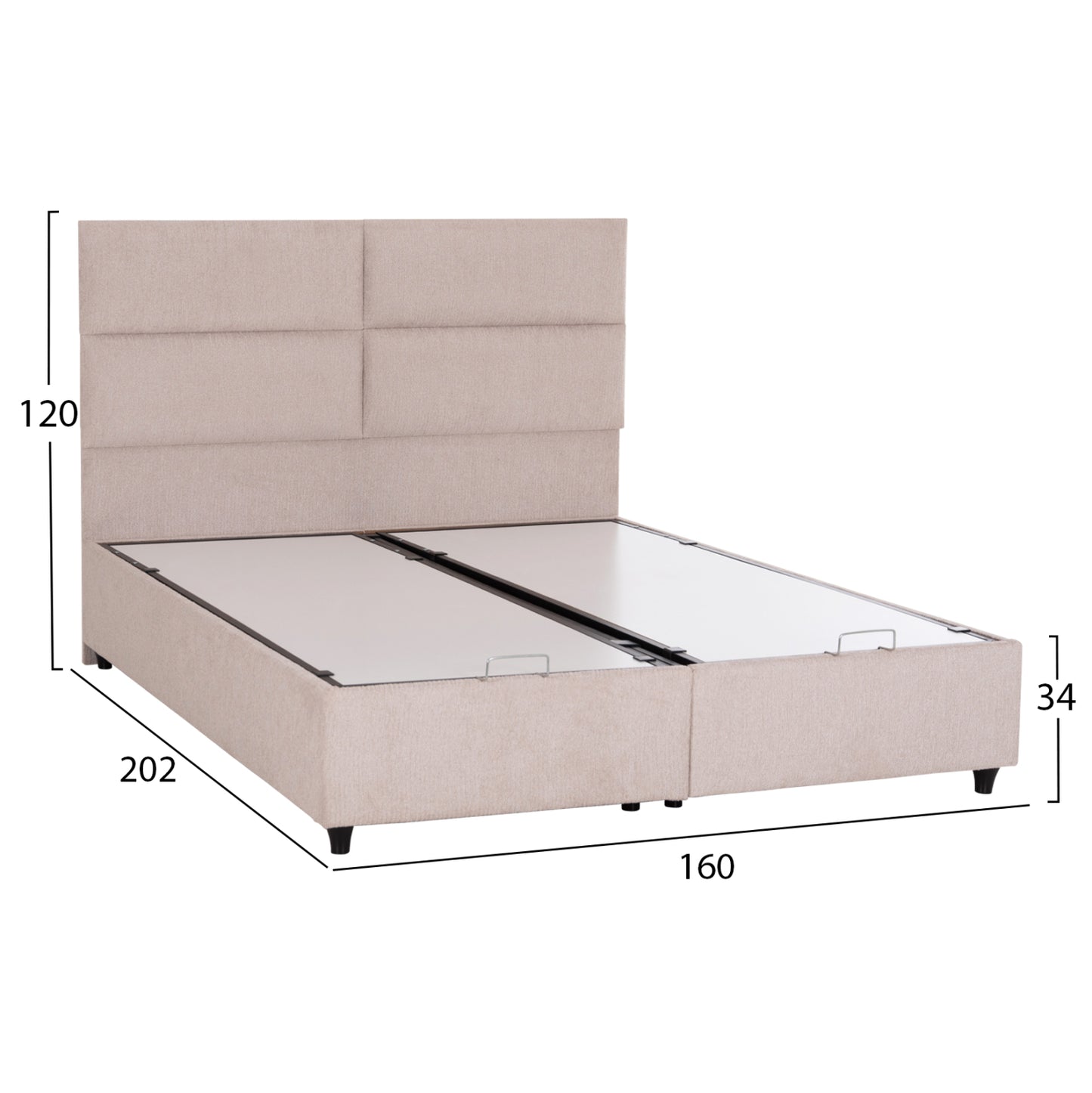 Double Bed With Storage Space Milo Hm622.32 Beige Fabric--for Mattress 160x200cm