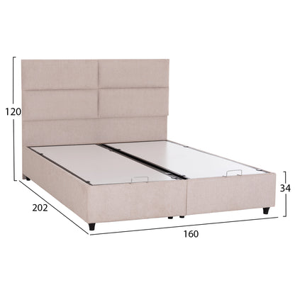Double Bed With Storage Space Milo Hm622.32 Beige Fabric--for Mattress 160x200cm