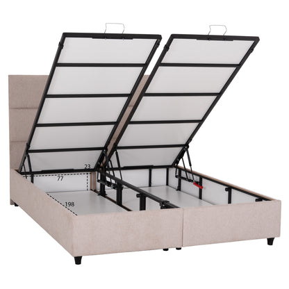 Double Bed With Storage Space Milo Hm622.32 Beige Fabric--for Mattress 160x200cm