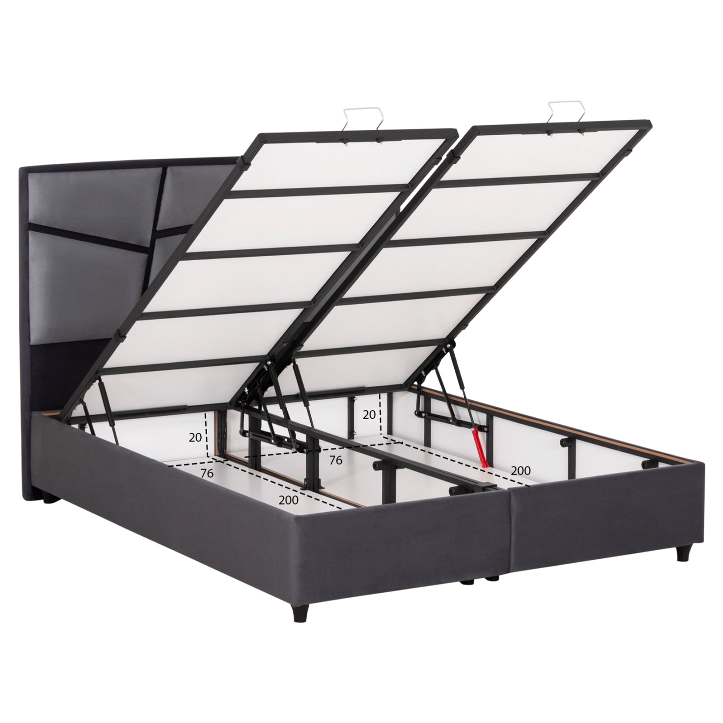 Double Bed Irida With Mattress & Storage Space Hm21166 Grey Velvet--for 160x200cm.
