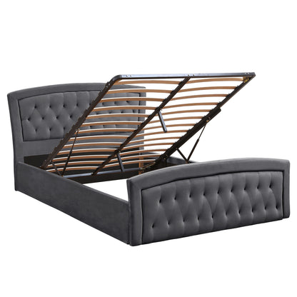 Bed With Mattress & Storage Space Odelia Hm10766.01 Grey Velvet--for 160x200cm.