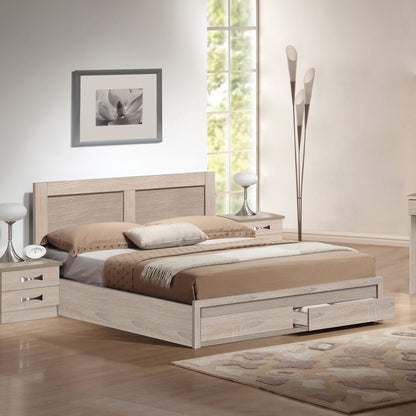 Double Bed With Drawers & Mattress Capri Hm21169 Melamine In Sonama--for 150x200cm.