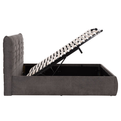 Double Bed With Mattress Sandra Hm10770 Grey Fabric--storage Space--for Mattress 160x200cm
