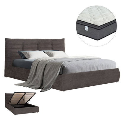 Double Bed With Mattress Sandra Hm10770 Grey Fabric--storage Space--for Mattress 160x200cm