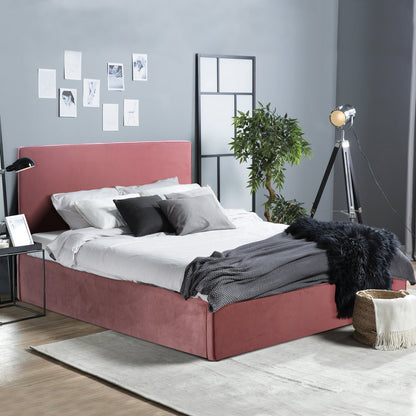 Double Bed With Mattress Allie Hm21273.02 Dusty Pink Velvet With Storage Space--for 160x200cm.
