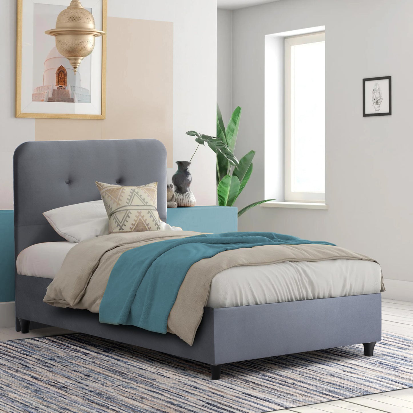 Bed Dolores Hm649.10 Grey Velvet 90x200cm