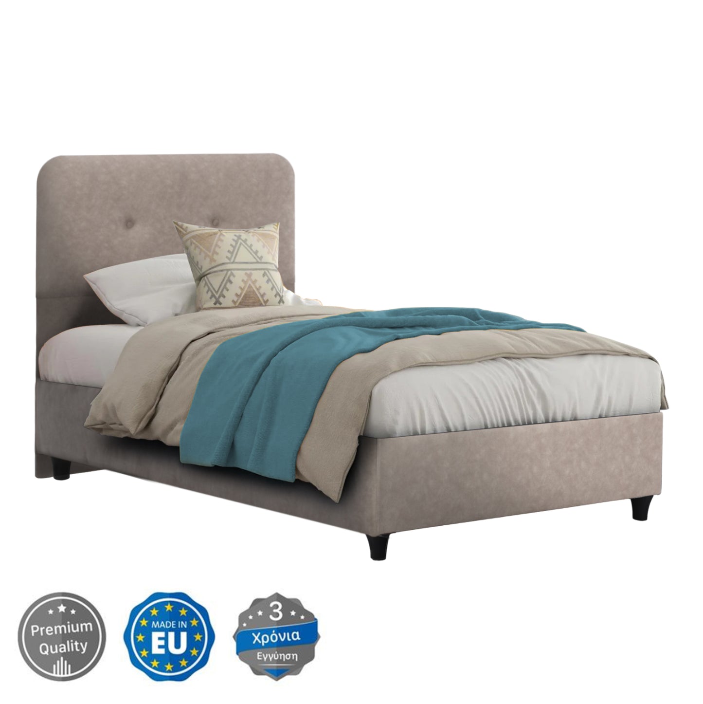 Bed Dolores Hm649.22 Beige T.nubuck Fabric 90x200