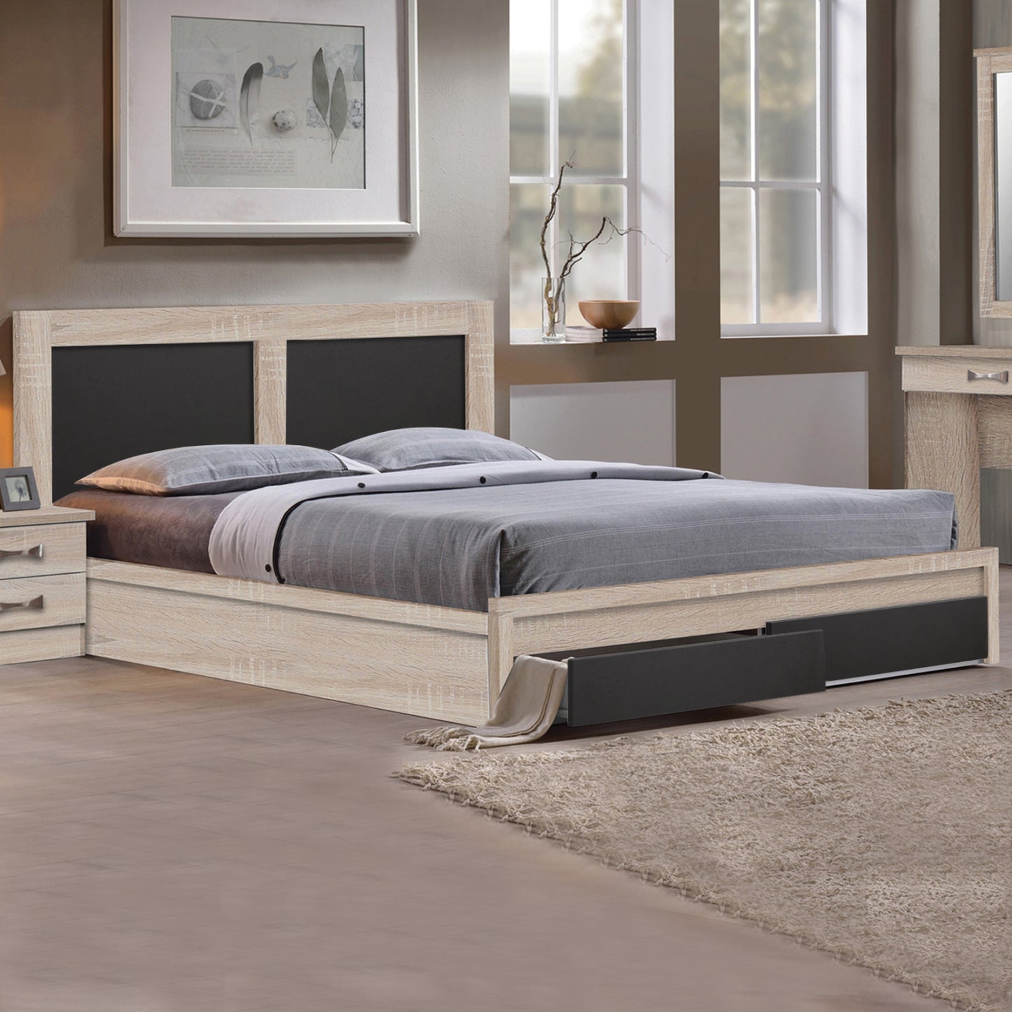 Bed Capri Hm312.04 With 2 Drawers, Sonoma-grey, Mattress 150x200