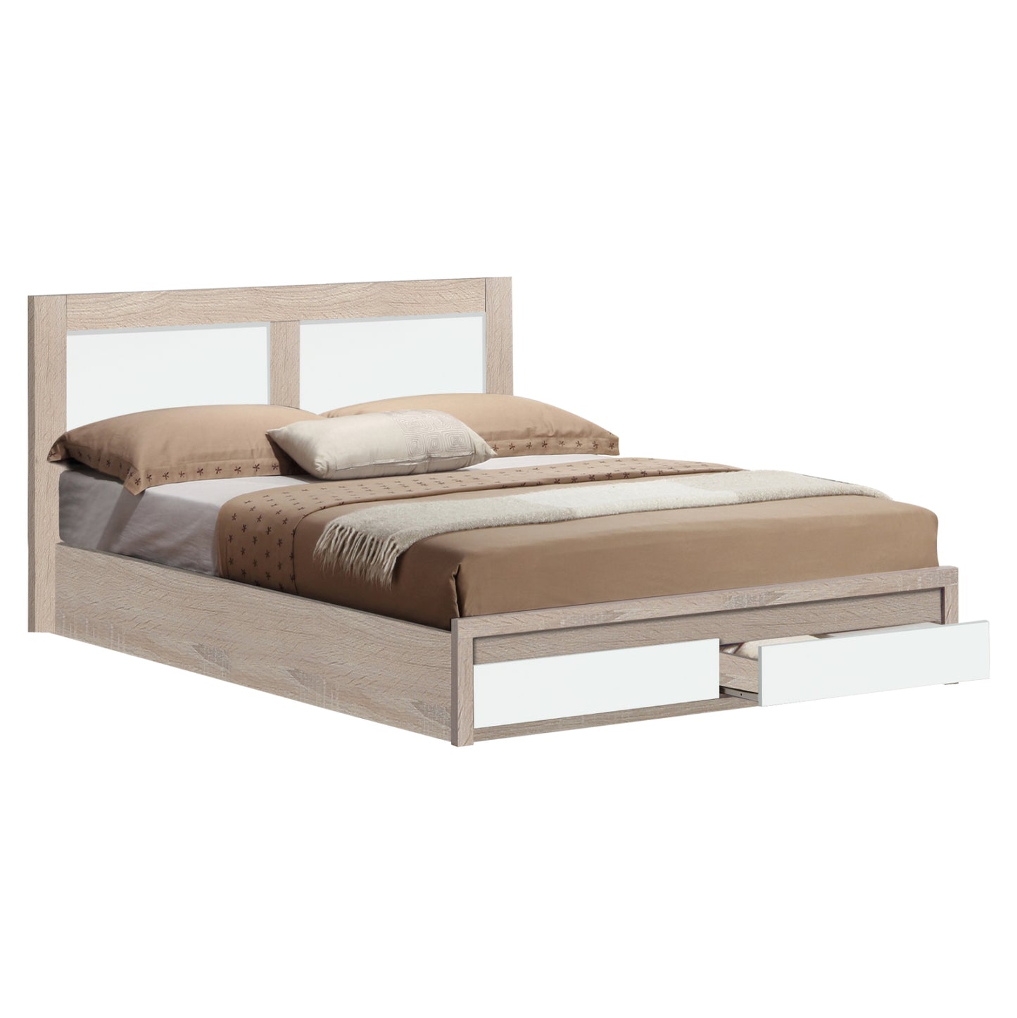 Bed Capri Hm312.06 With 2 Drawers Sonama-white For Mattress 150x200 Cm.