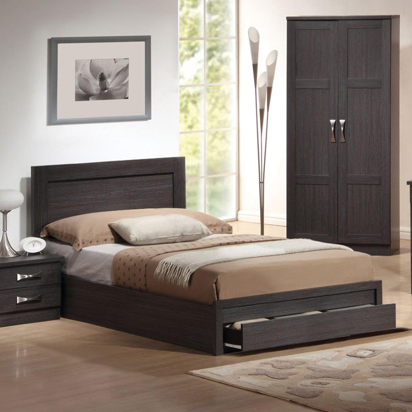 Bed Melany Hm323.01 With 1 Drawer, Zebrano 110x190
