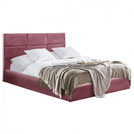 Bed Briley Hm583.02 In Dusty Pink Velvet With Storage Space 160x200 Cm.