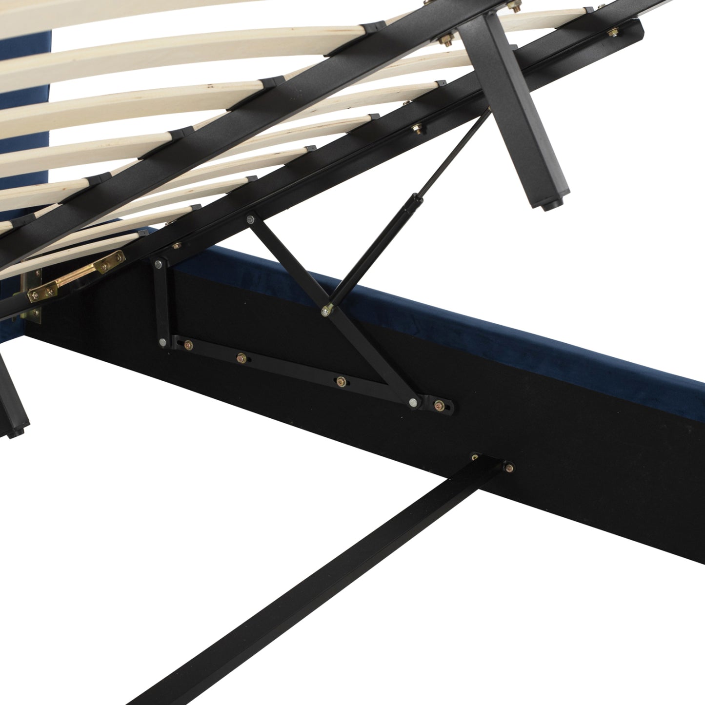 Bed Briley Hm583.08 Blue Velvet With Storage Space 160x200cm.