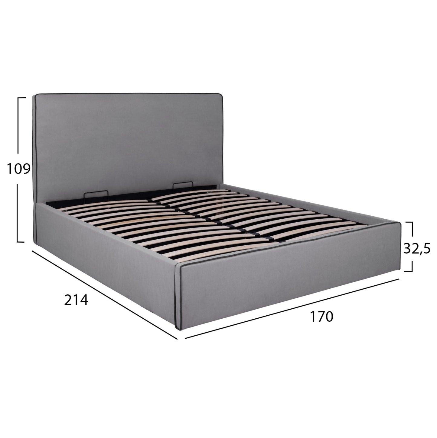 Bed Allie Hm584.01 160x200 Cm With Storage Space And Grey Fabric