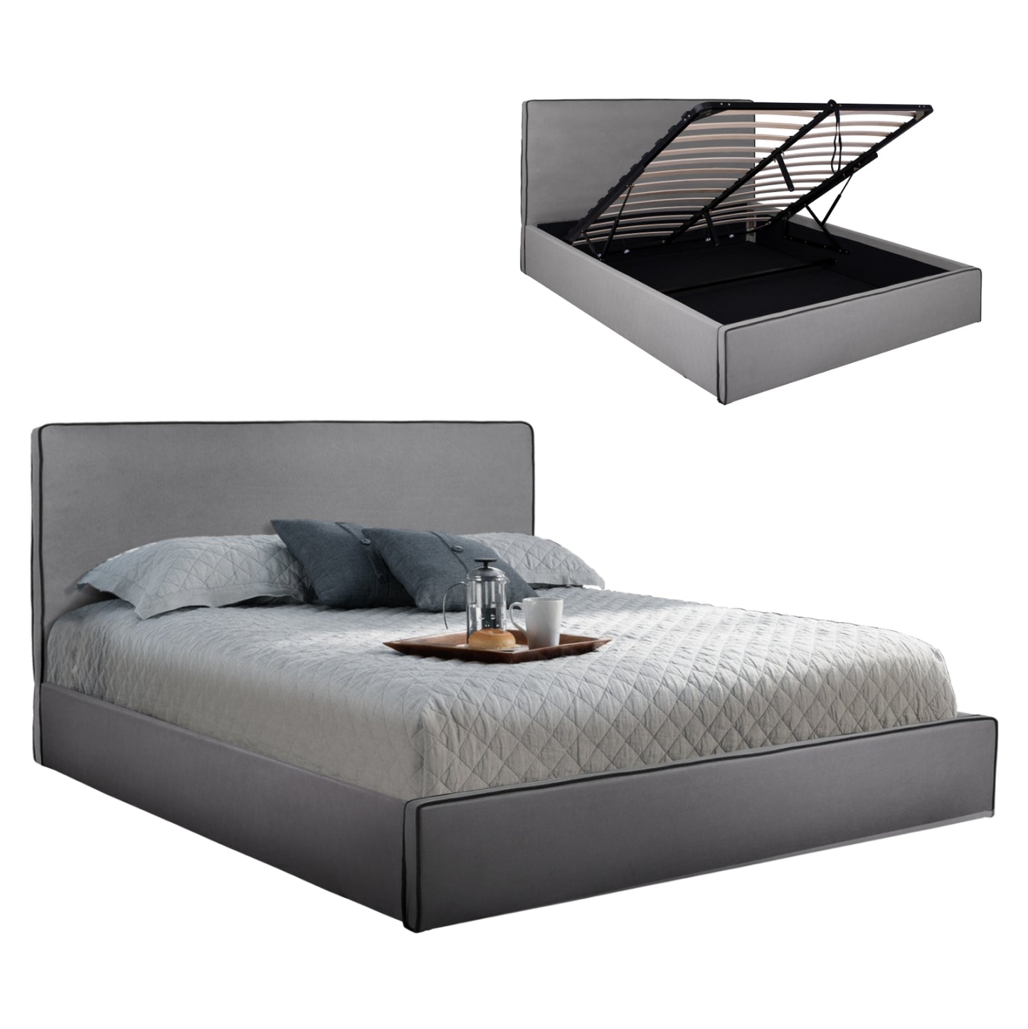 Bed Allie Hm584.01 160x200 Cm With Storage Space And Grey Fabric