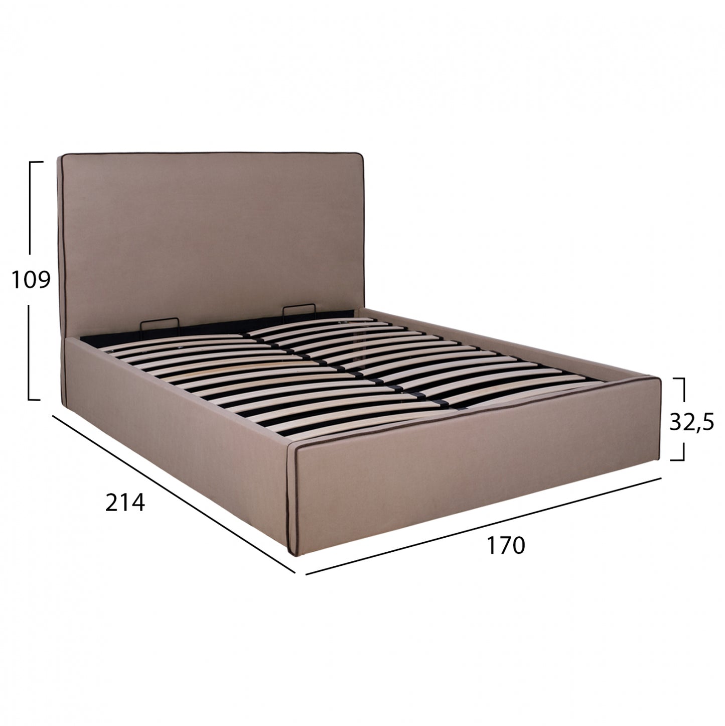 Bed Allie Hm584.02 160x200 Cm With Storage Space And  Beige Fabric