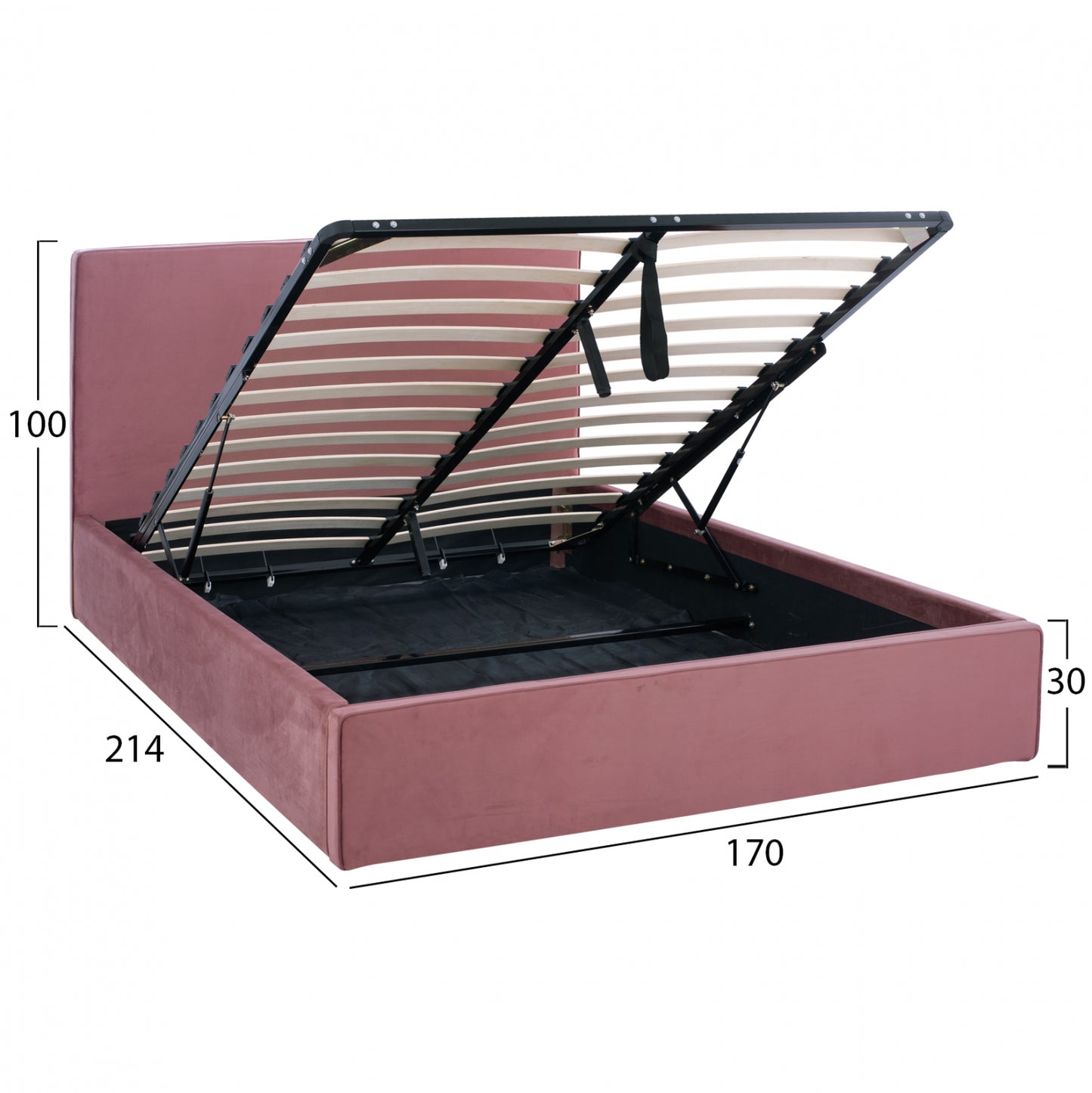 Bed Allie Hm584.12 160x200 With Storage Space- Dusty Pink  Velvet