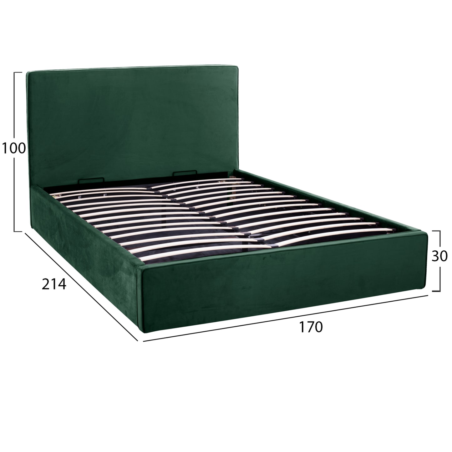 Bed Allie Hm584.13 160x200 With Storage Space In Cypress Green