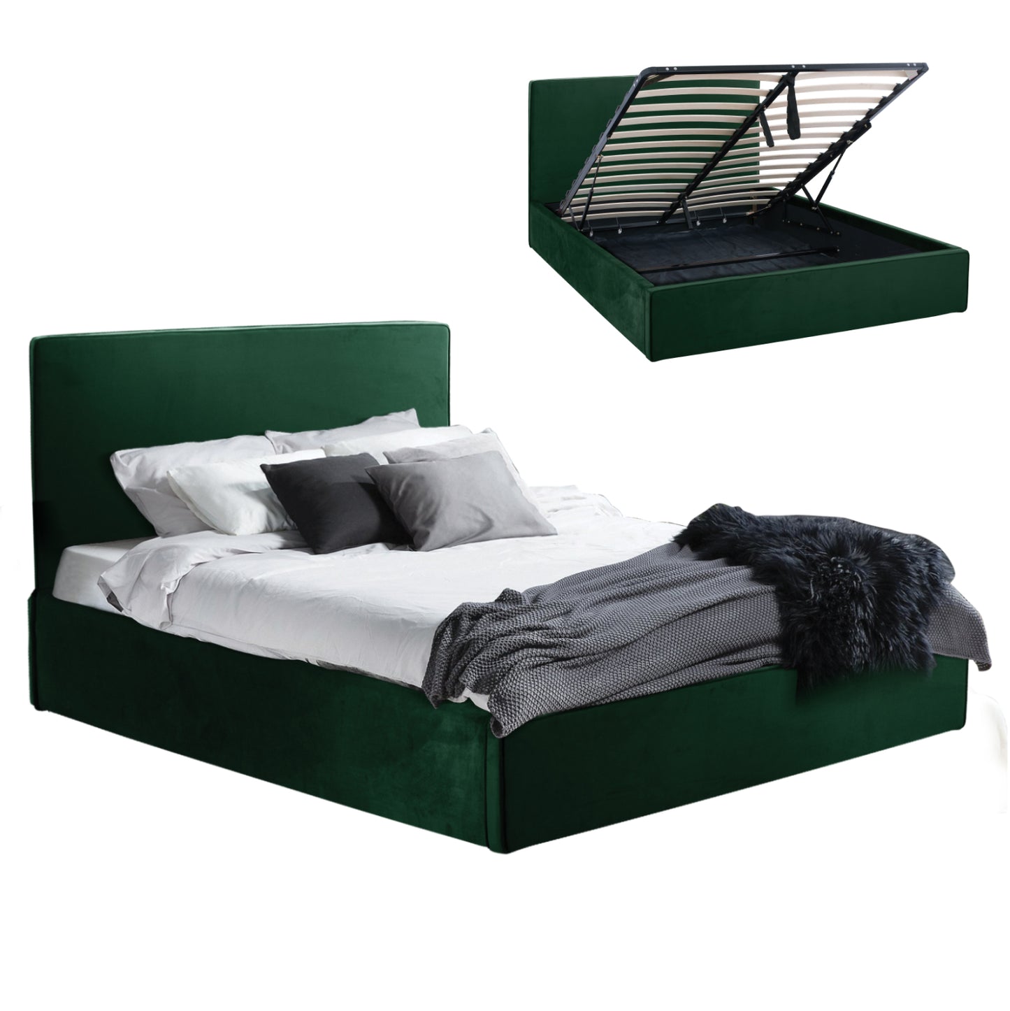 Bed Allie Hm584.13 160x200 With Storage Space In Cypress Green