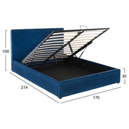 Bed Allie Hm584.18 160x200 With Storage Space-blue Velvet