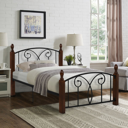 Bed Hm600 Metal Rubberwood For Mattress 110x190 Cm.