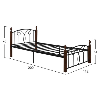 Bed Hm600 Metal Rubberwood For Mattress 110x190 Cm.