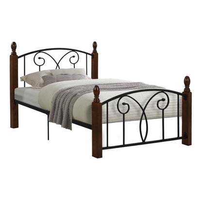 Bed Hm600 Metal Rubberwood For Mattress 110x190 Cm.