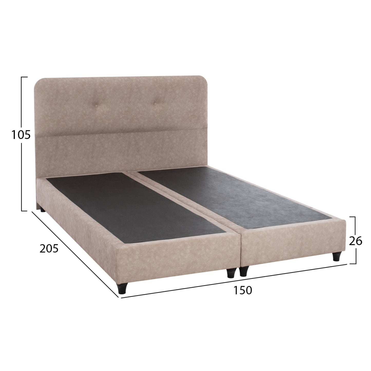 Bed Fb9637.22 Dolores, Beige Nubuck-type Fabric, 150x200