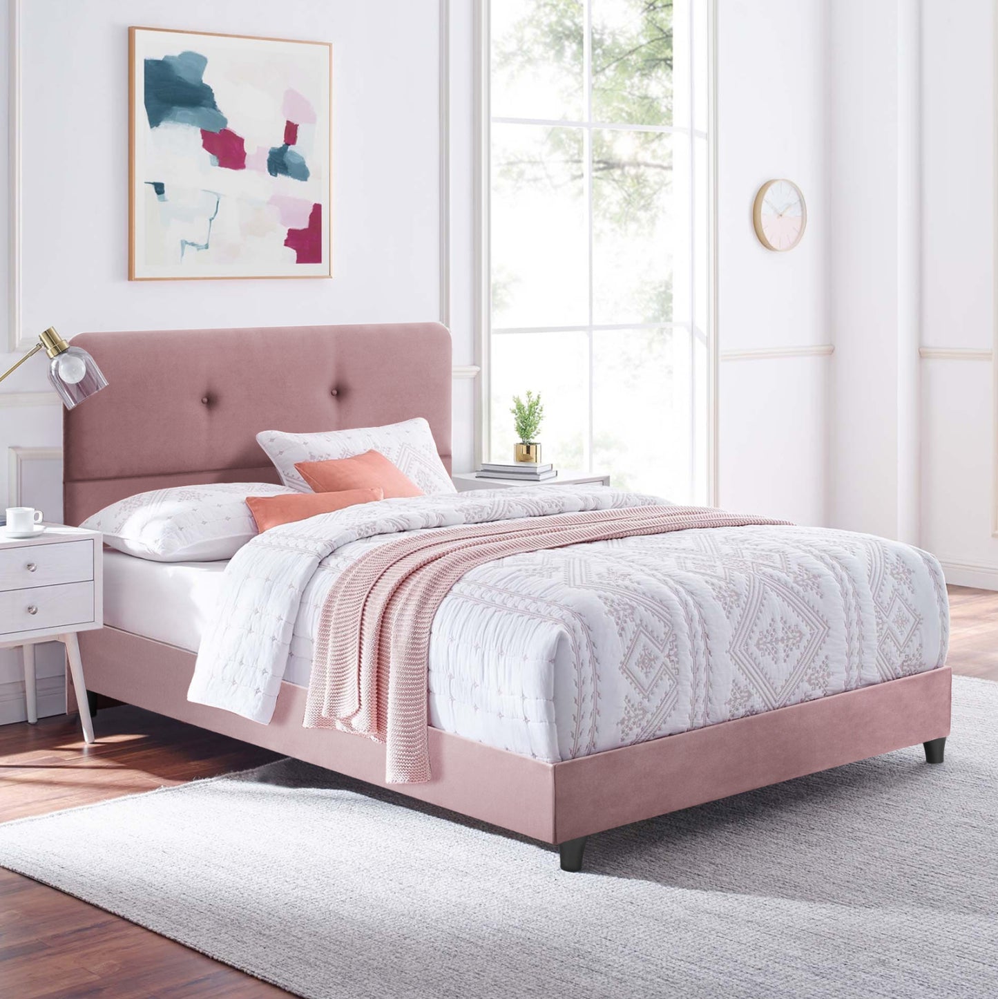 Bed Hm648.12 Dolores, Dusty Pink Velvet, 120x200