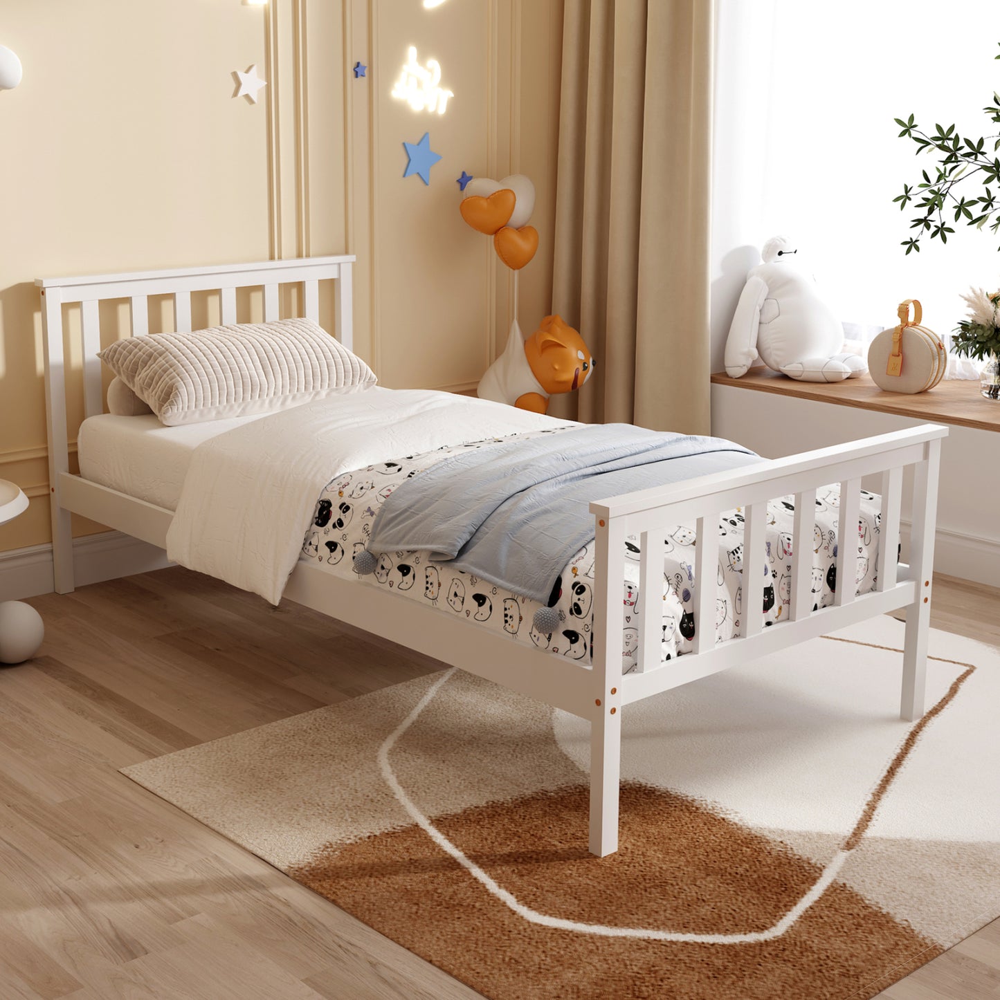 Bed Gimly Hm675.03 Solid Pine Wood In White For Mattress 190x90cm.