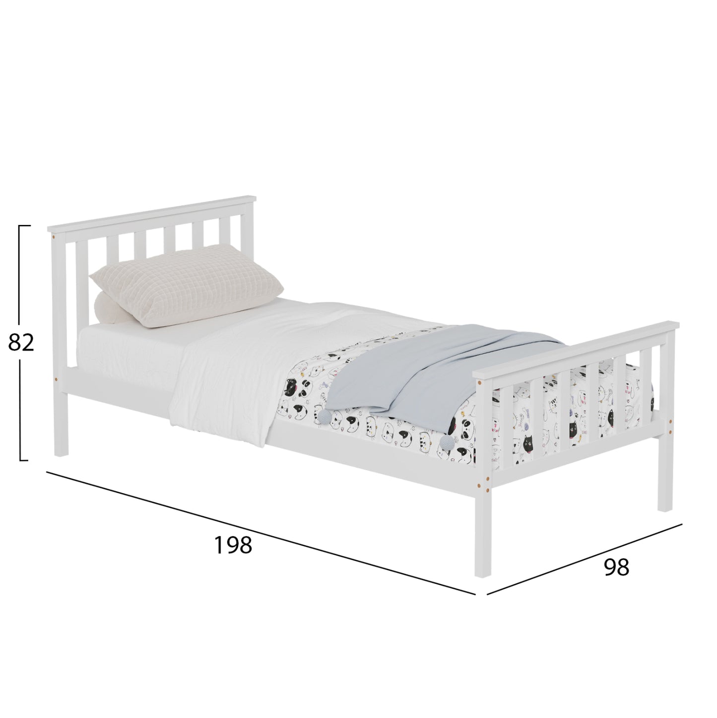 Vero Kids Bed - Solid Pine Wood 90x190cm