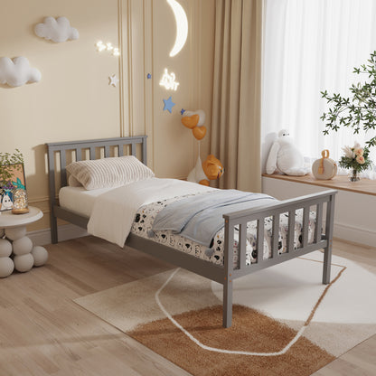Bed Gimly Hm675.05 Solid Pine Wood In Grey For Mattress 190x90cm.