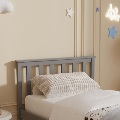 Bed Gimly Hm675.05 Solid Pine Wood In Grey For Mattress 190x90cm.