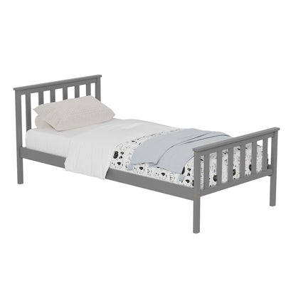 Bed Gimly Hm675.05 Solid Pine Wood In Grey For Mattress 190x90cm.