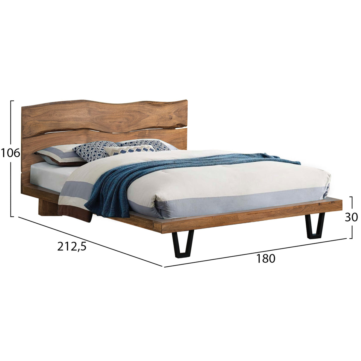 Bed Hm8218.11 Nicole, Solid Wood Acacia, 160x200