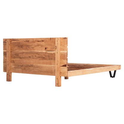 Bed Alicia Hm8359.21 Metal-solid Acacia Wood-light Natural-mattress 160x200cm.