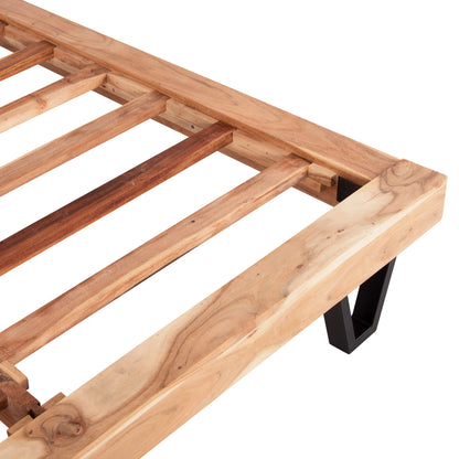 Bed Alicia Hm8359.21 Metal-solid Acacia Wood-light Natural-mattress 160x200cm.
