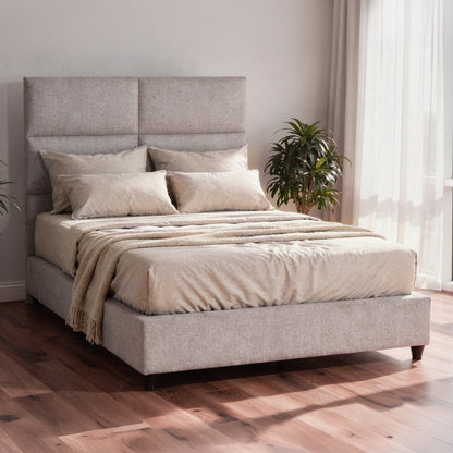 Bed Semi-double With Beige Fabric Milo Hm646.32 For Mattress 120x200cm.