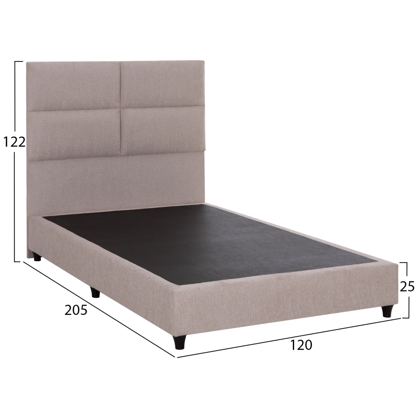 Bed Semi-double With Beige Fabric Milo Hm646.32 For Mattress 120x200cm.