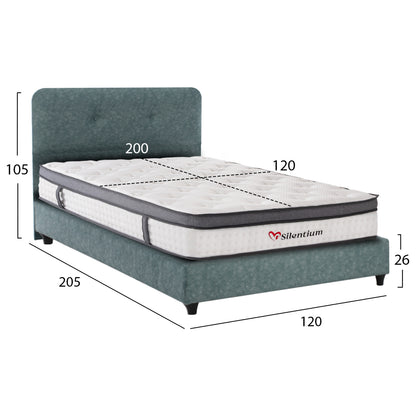 Semi-double Bed With Mattress Dolores Hm10746.04 T.nubuck Fabric In Light Green--for 120x200cm.