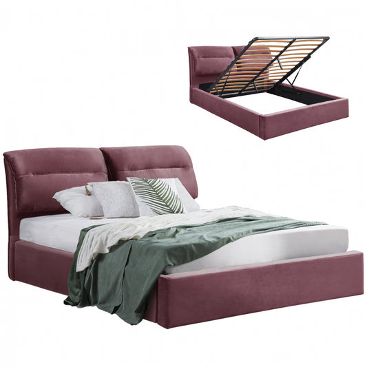 Hm565.02 Kendra, Velvet Dusty Pink, Storage Space 160x200cm