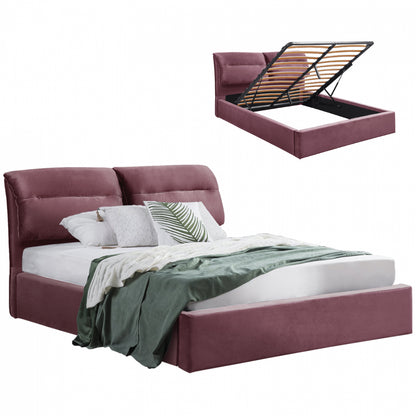 Hm565.02 Kendra, Velvet Dusty Pink, Storage Space 160x200cm