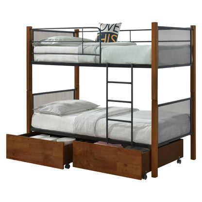 Bunk Bed With Floor Drawers Rayven Hm21119 Wood-metal--for Mattress 90x190cm.
