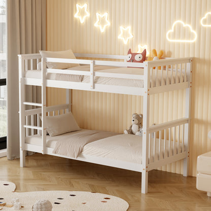 Bunk Bed For Children Lantai Hm682.03 Pine Wood In White-mattresses 190x90cm