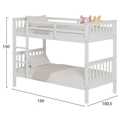 Bunk Bed For Children Lantai Hm682.03 Pine Wood In White-mattresses 190x90cm