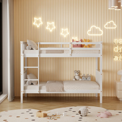 Bunk Bed For Children Lantai Hm682.03 Pine Wood In White-mattresses 190x90cm