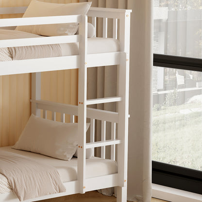 Bunk Bed For Children Lantai Hm682.03 Pine Wood In White-mattresses 190x90cm