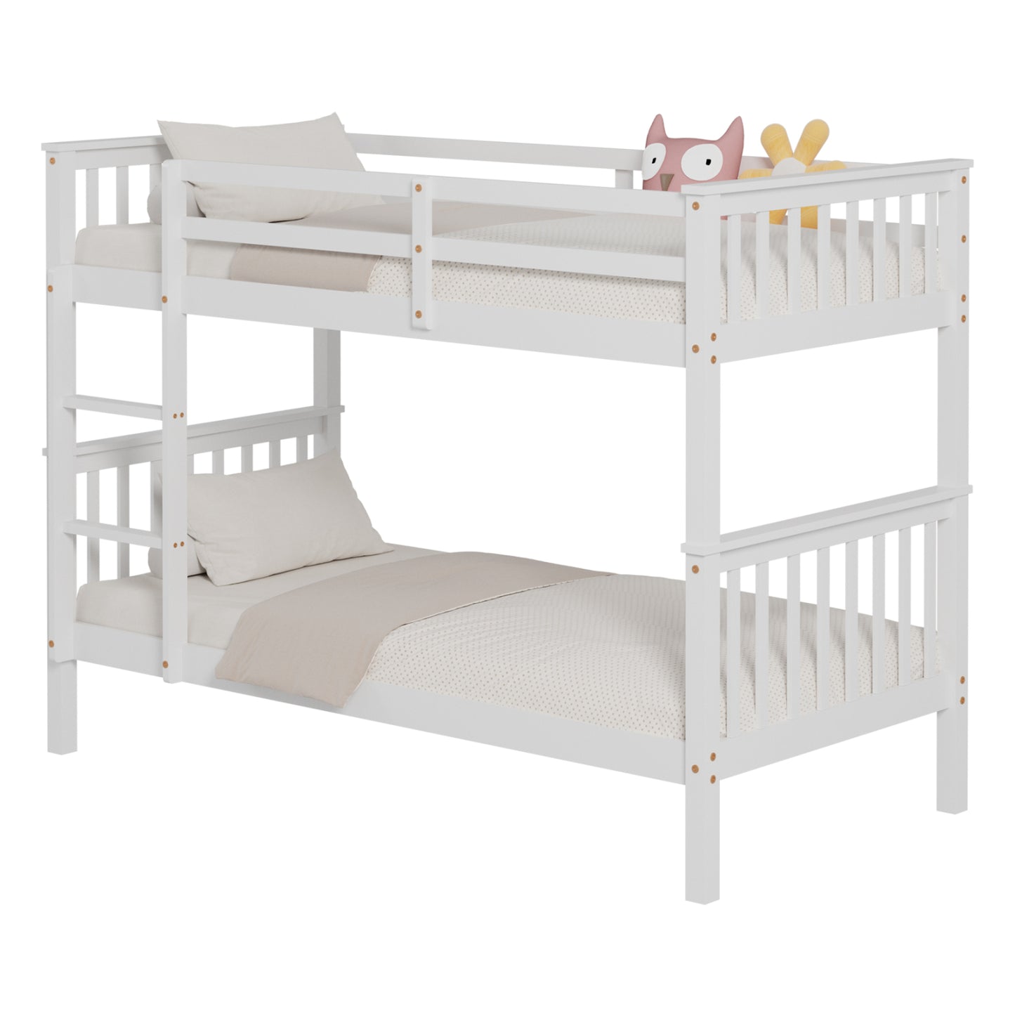Bunk Bed For Children Lantai Hm682.03 Pine Wood In White-mattresses 190x90cm
