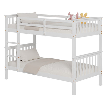 Bunk Bed For Children Lantai Hm682.03 Pine Wood In White-mattresses 190x90cm