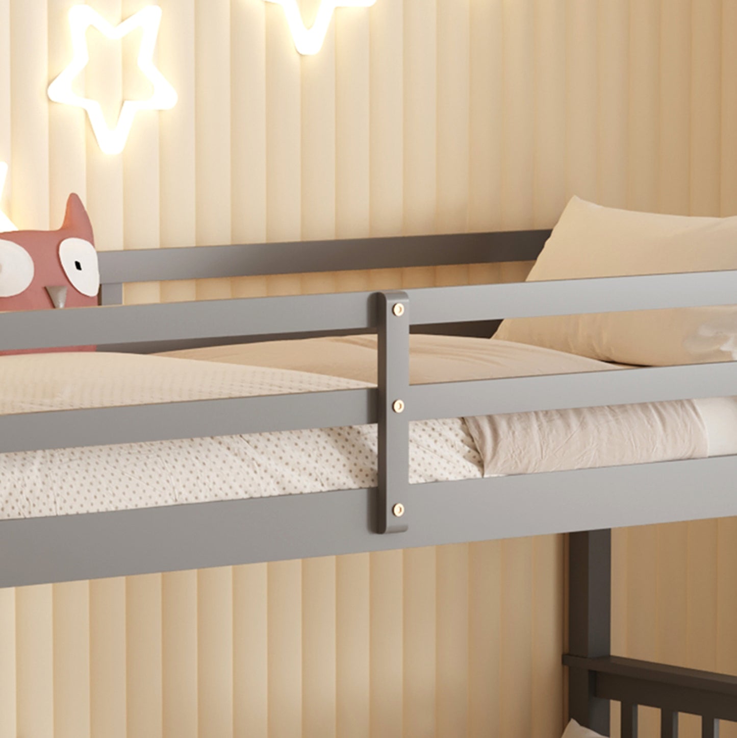 Bunk Bed For Children Lantai Hm682.05 Pine Wood In Grey-mattresses 190x90cm